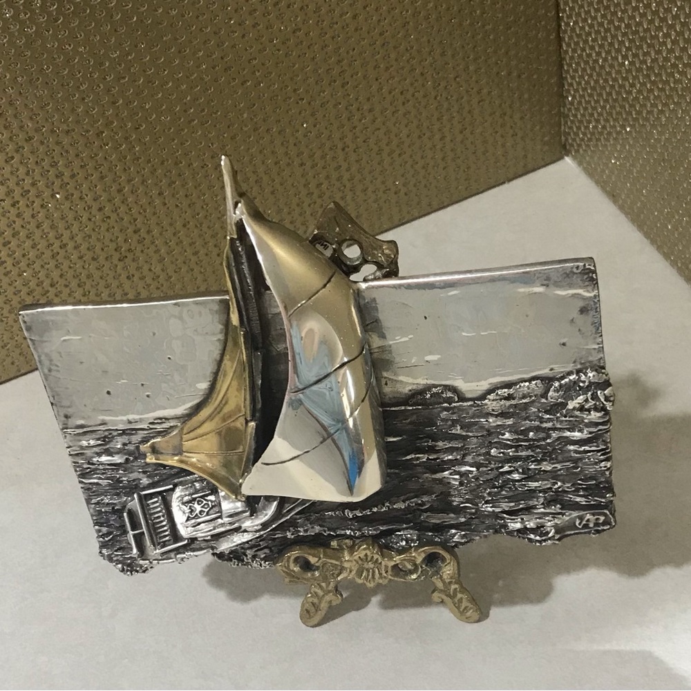 Unique, Collectible, D’Argenta, Silver and Gold Sailboat Sculpture